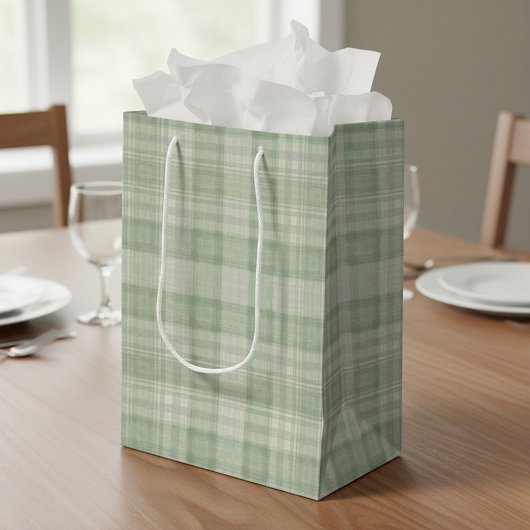 Licht salie groen plaid medium cadeauzakje