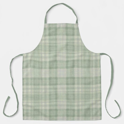 Licht salie groen plaid schort (Voorkant)