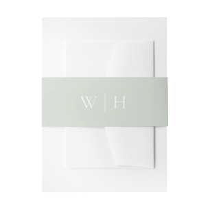 Licht salie groen serif monogram met lijn bruiloft uitnodigingen wikkel