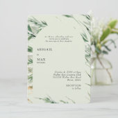 Licht salie modern gebladerte afgerond bruiloft kaart (Staand voorkant)