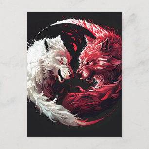 Licht Schaduw Wolf Spirit Dier Fantasie Feestdagenkaart