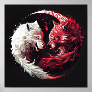 Licht Schaduw Wolf Spirit Dier Fantasie Poster