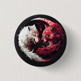 Licht Schaduw Wolf Spirit Dier Fantasie Ronde Button 3,2 Cm