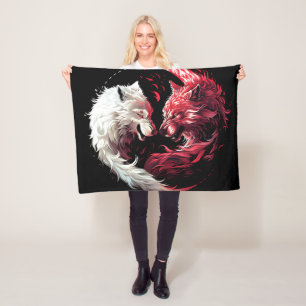 Licht Schaduw Wolf Spiritueel Dier Fantasy Fleece Deken