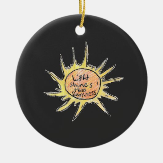 Licht schijnt door de duisternis keramisch ornament (Voorkant)