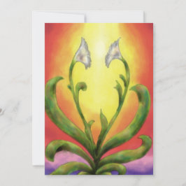 licht schijnt op hartbloem met witte bloesems feestdagenkaart