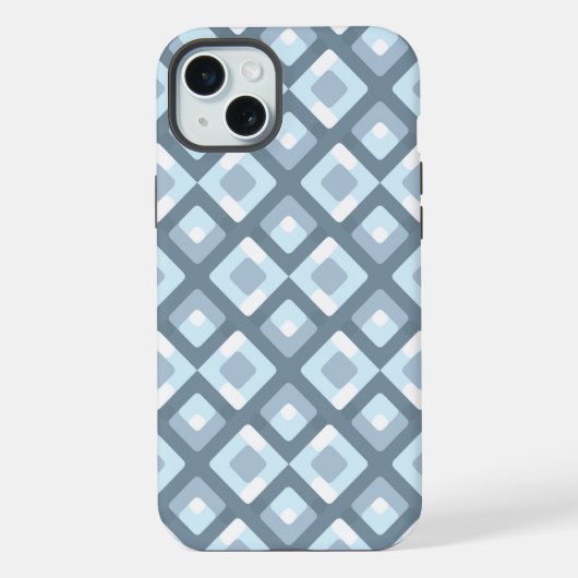 Licht Slate Blauw Grijs Mideeuw Squares Patroon iPhone Hoesje (Achterkant)