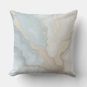 Licht Stof Blauw Grijs Beige Crème Abstract Kussen