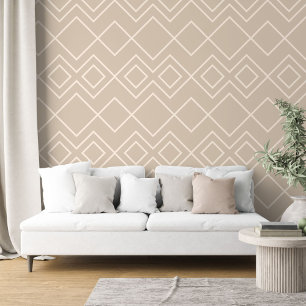 Licht Taupe Beige Greige Ivoor Squares Art Behang