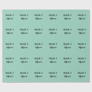 Licht Teal Handgeschreven Creatieve Trendy Naam Cadeaupapier