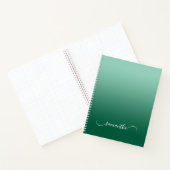 Licht Teal Jager Groen Ombre Gebogen Swash Naam Notitieboek (Binnen)