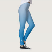 Licht tot donkerblauw gradiënt met elegant monogra leggings (Rechts)