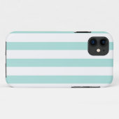 Licht Turquoise en Wit Breed Horizontaal Gestreept Case-Mate iPhone Case (Achterkant (horizontaal))