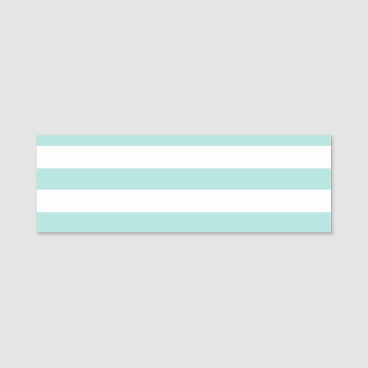 Licht Turquoise en Wit Breed Horizontaal Gestreept Naamplaatje (Voorkant)