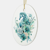Licht Turquoise Zee Paard Kerst Ornament (Links)