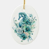 Licht Turquoise Zee Paard Kerst Ornament (Voorkant)