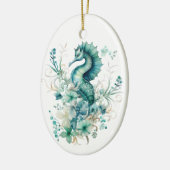 Licht Turquoise Zee Paard Kerst Ornament (Links)