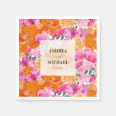 Licht Vervaagd Roze en Sinaasappel Bloemen Zomer B Servet (Voorkant)