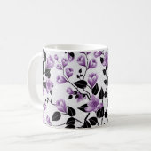 Licht violet bloemenpatroon ontwerp koffiemok (Voorkant links)
