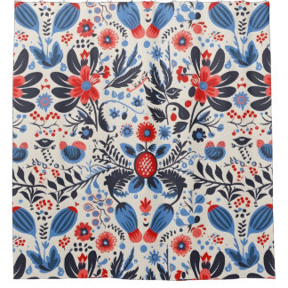 Licht volkskunst bloemendouchegordijn douchegordijn