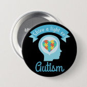 Licht voor autisme, bewustzijn ronde button 7,6 cm (Voorkant /achterkant)