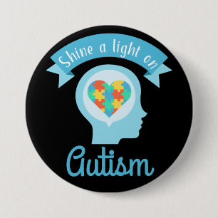 Licht voor autisme, bewustzijn ronde button 7,6 cm