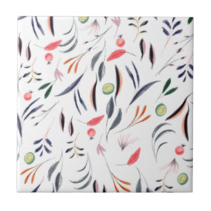 Licht Waterverf bladeren en berenpatroon Tegeltje