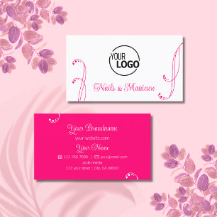 Licht wit en roze ornamentaal met Logo Visitekaartje