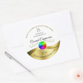 Licht Wit Golflijn Goud Logo Monogram Productlabel Ronde Sticker (Envelop)