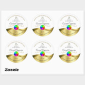 Licht Wit Golflijn Goud Logo Monogram Productlabel Ronde Sticker (Vel)