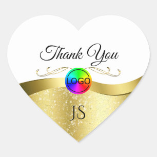 Licht Wit Wavy Goud met Logo Monogram Dank U Hart Sticker