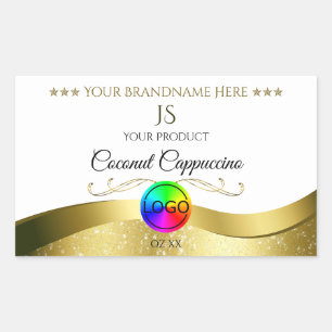 Licht Witte Golflijn Gouden Logo Monogram Productl Rechthoekige Sticker