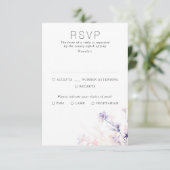 Licht zacht bloemig Paarse bruiloft RSVP Kaarten (Staand voorkant)