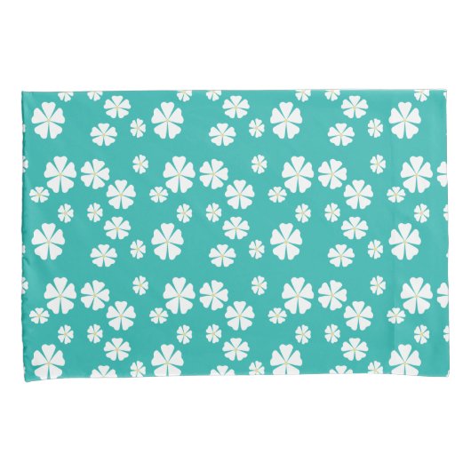 Licht zee groen met witte bloemen kussensloop (Voorkant-Rechts)