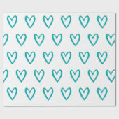 Licht Zee Groen op Wit handgetekende Harten Cadeaupapier (Vlak)