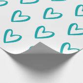 Licht Zee Groen op Wit handgetekende Harten Cadeaupapier (Hoek)