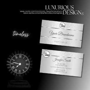 Licht zilver Sparkle Soft Glitter Logo Initialen Visitekaartje