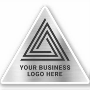 Licht Zilveren Nep Folie Driehoekig Logo Sticker