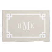 Lichtbeige Grieks sleutel monogram standaard Kussensloop (Voorkant-Rechts)