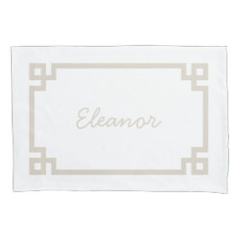 Lichtbeige Grieks sleutel monogram standaard Kussensloop