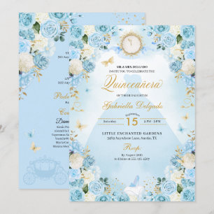 Lichtblauw Assepoester Prinses Jurk Quinceanera Kaart
