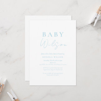Lichtblauw Baby Boy Eenvoudig Baby shower Uitnodig Kaart