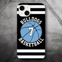 Lichtblauw Basketbal Team Naam en Speler Nummer Case-Mate iPhone 14 Hoesje