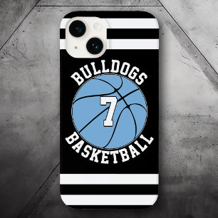 Lichtblauw Basketbal Team Naam en Speler Nummer Case-Mate iPhone 14 Hoesje