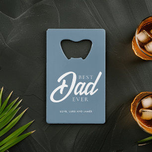 Lichtblauw "Best Dad Ever" Custom Photo Kredietkaart Flessenopener