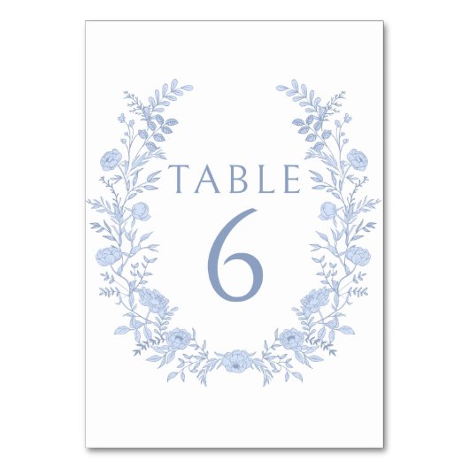 Lichtblauw Bloemen Boheemse Bruiloft Tafelnummers (Voorkant)