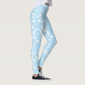 Lichtblauw Bloemen  Damaskpatroon Leggings (Rechts)