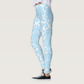 Lichtblauw Bloemen  Damaskpatroon Leggings (Links)