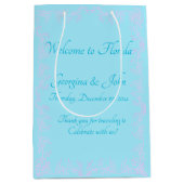 Lichtblauw Bloemen Gepersonaliseerde Partij Favor Medium Cadeauzakje (Voorkant)