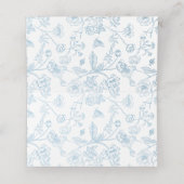  Lichtblauw Bloemen Monogram Crest Bruiloft (Binnenkant ongevouwen)